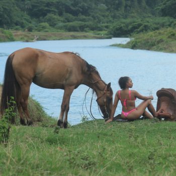 Baignade à cheval Riviere Chavon