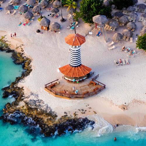 Phare de la plage de dominicus bayahibe, vue du ciel